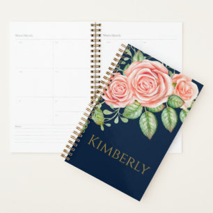 Personalisierter Navy Blue Gold Blush Blues Planer