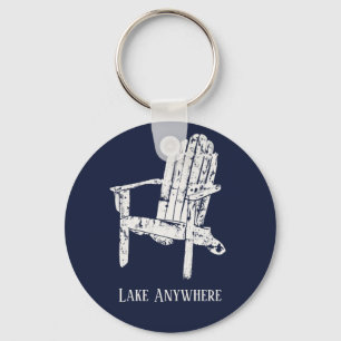 Personalisierter Navy Blue und White Adirondack-Vo Schlüsselanhänger
