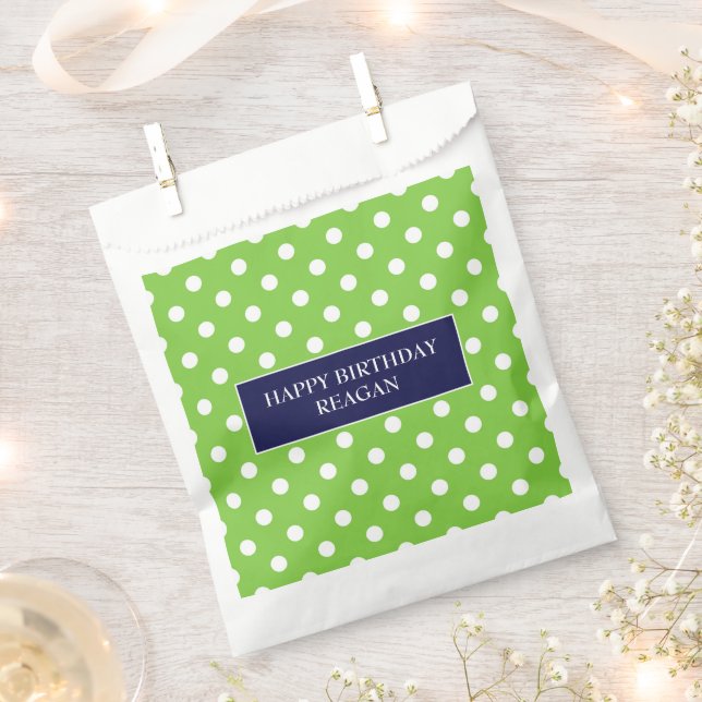 Personalisierter Navy-Green-Polka-Punkt Geschenktütchen (Ausgeschnitten)