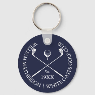 Personalisierter Navyblauer Klassischer Golfclub-N Schlüsselanhänger