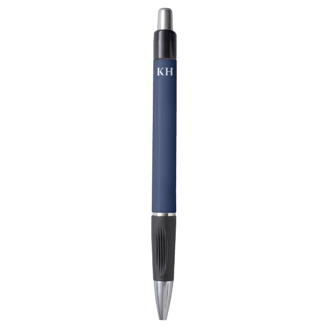 Personalisierter navyblauer Monogramm-Schreibstift Kugelschreiber (Vorderseite Vertikal)