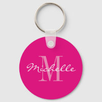 Personalisierter Neonrosa-Monogramm-Tasten-Schlüss