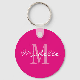 Personalisierter Neonrosa-Monogramm-Tasten-Schlüss Schlüsselanhänger