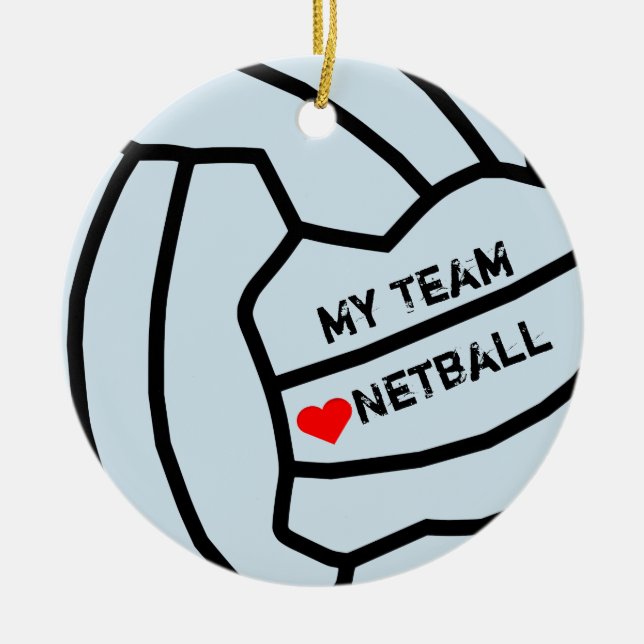 Personalisierter Netball-Ball-Entwurf Keramikornament (Vorne)
