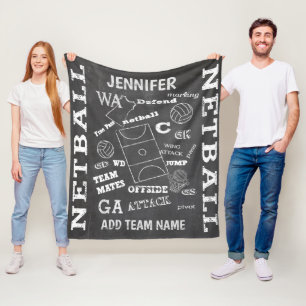 Personalisierter Netball-Chalkboard-Stil Fleecedecke