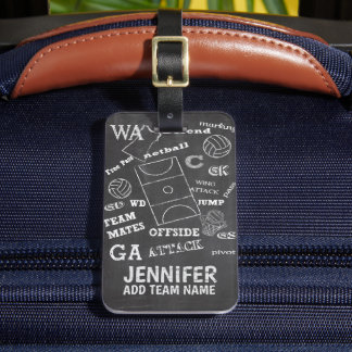 Personalisierter Netball-Chalkboard-Stil Gepäckanhänger