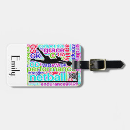 Personalisierter Netball-Spieler-Positions-Entwurf Gepäckanhänger