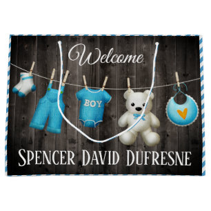 Personalisierter neuer Baby-Junge Große Geschenktüte
