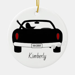 Personalisierter neuer Fahrerweiblicher Keramik Ornament