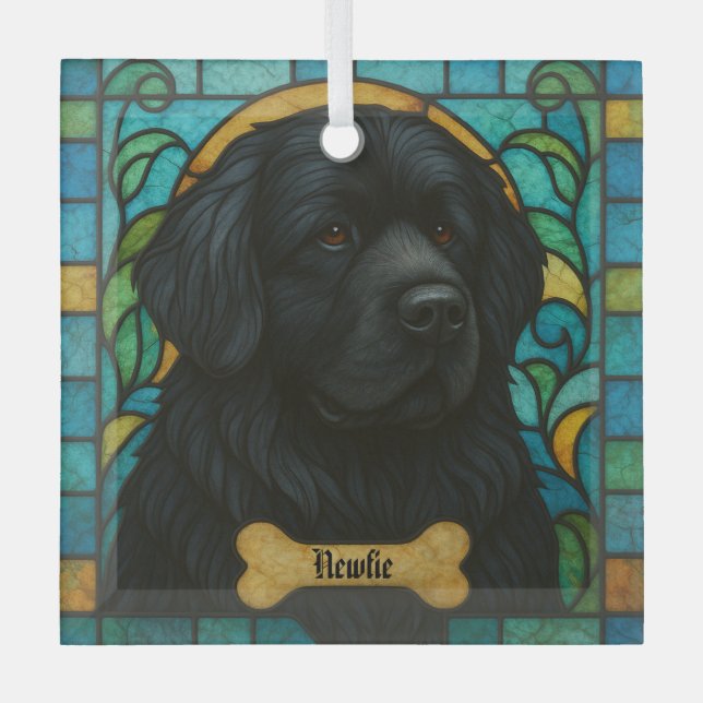 Personalisierter Neufundland-Hund "Festglas" Ornament Aus Glas (Vorderseite)