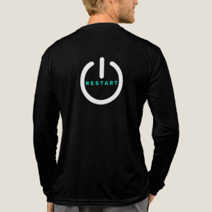 Personalisierter Neustart-Text-Reset-Knopf Lustige Tri-Blend Shirt
