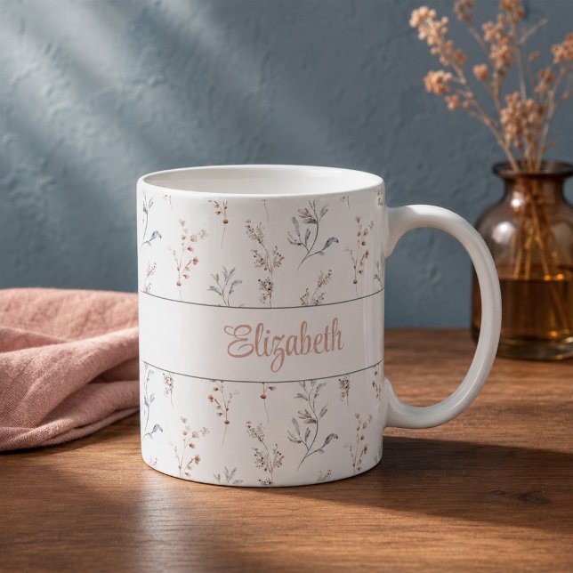 Personalisierter neutraler botanischer Namensbeche Kaffeetasse (Personalized Neutral Botanical Name Mug)