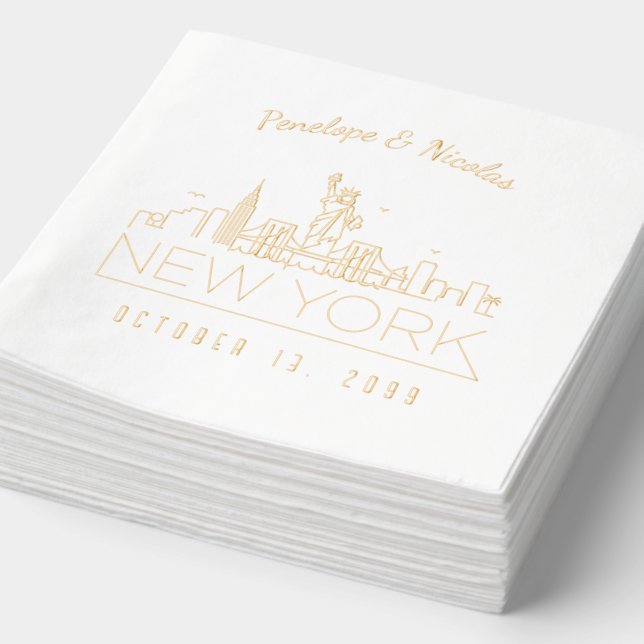 Personalisierter New York Napkins Gold Foil Servietten Mit Folie (Ausschnitt)