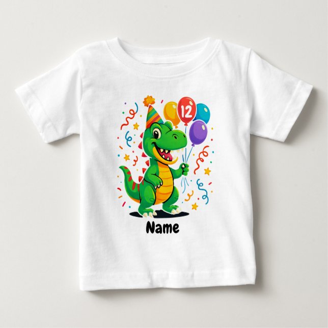 Personalisierter Niedliche Geburtstag Dino Kids Baby T-shirt (Vorderseite)