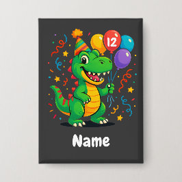 Personalisierter Niedliche Geburtstag Dino Kids Button