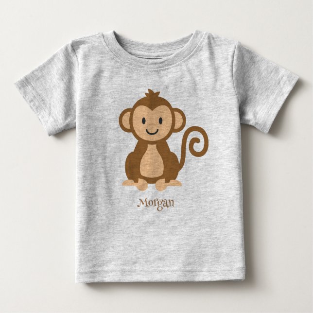 Personalisierter Niedlicher Affe-Baby-T - Shirt (Vorderseite)