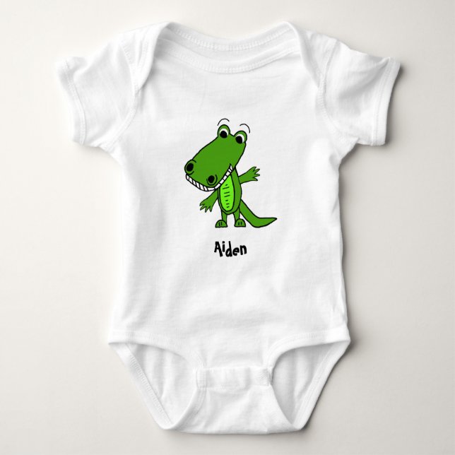 Personalisierter niedlicher AlligatorCartoon Baby Strampler (Vorderseite)