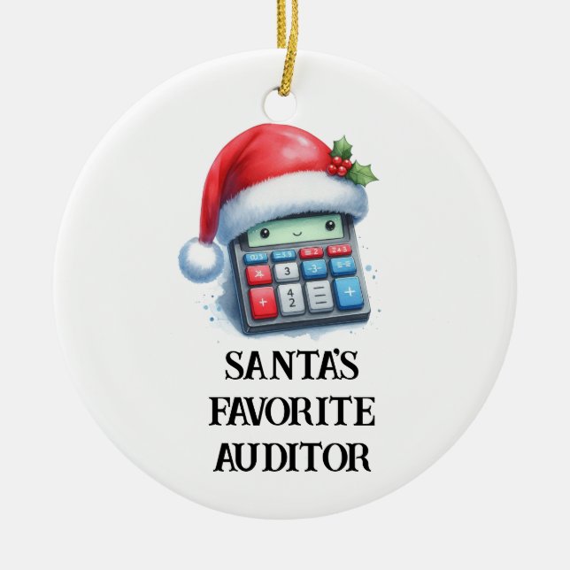 Personalisierter Niedlicher Auditor des Weihnachts Keramik Ornament (Vorne)