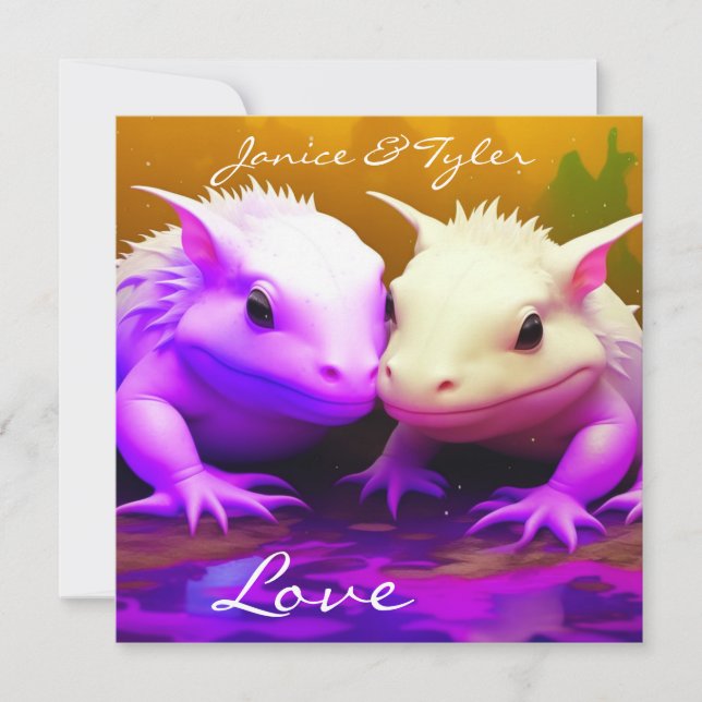 Personalisierter Niedlicher Axolotl Couple Liebe A (Vorderseite)