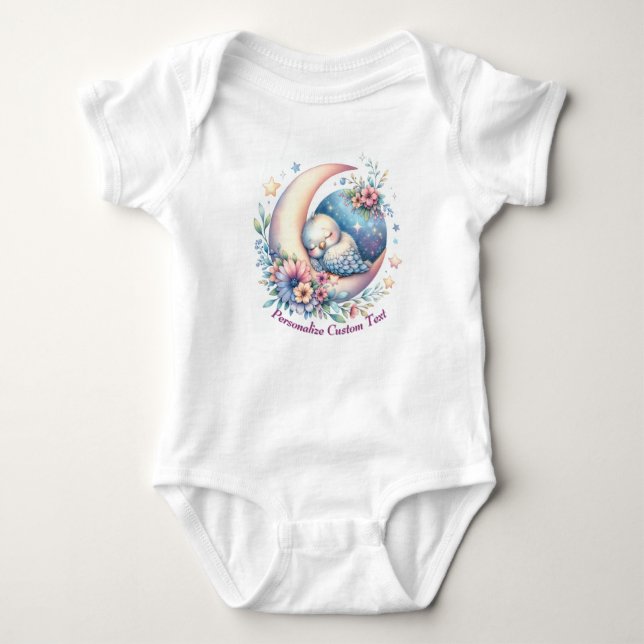 Personalisierter Niedlicher Baby Bird Schlafen auf Baby Strampler (Vorderseite)