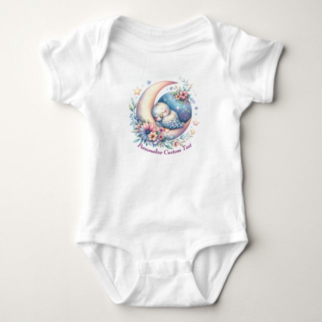 Personalisierter Niedlicher Baby Bird Schlafen auf Strampler (Vorderseite)