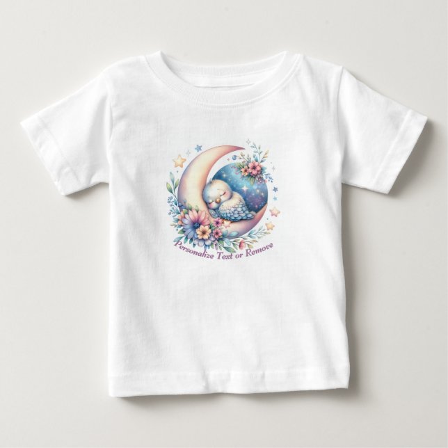Personalisierter Niedlicher Baby Bird Schlafen auf T-shirt (Vorderseite)