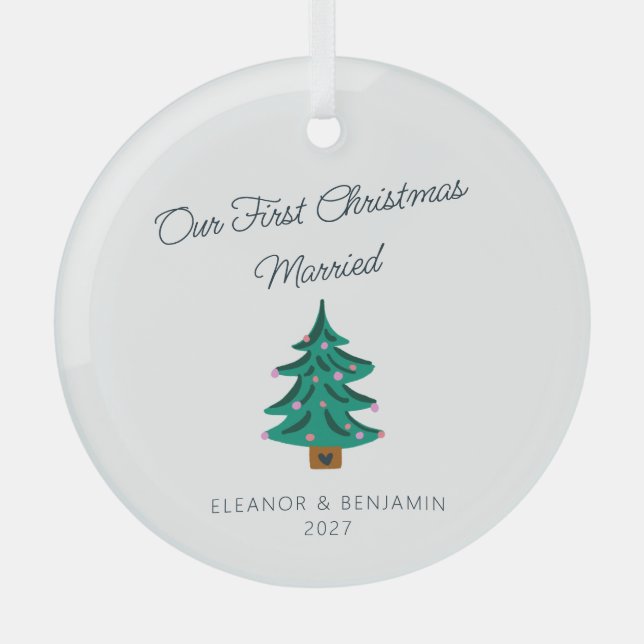 Personalisierter Niedlicher Baum Erster Weihnachts Ornament Aus Glas (Vorderseite)