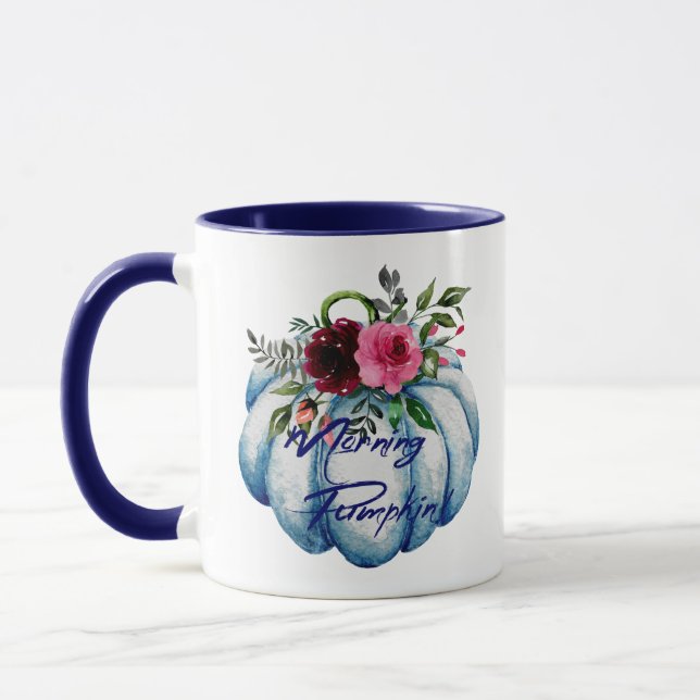 Personalisierter Niedlicher Blue Morgenkaffee Tasse (Links)