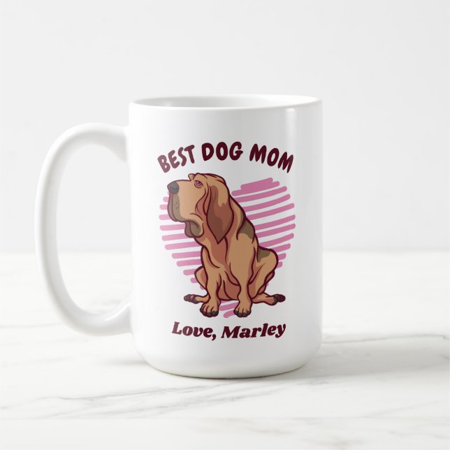 Personalisierter Niedlicher Bluthund Hund Mama Ind Kaffeetasse (Links)