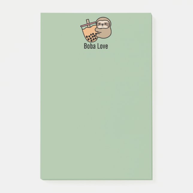Personalisierter Niedlicher Bubble Tee & Sloth Post-it Klebezettel (Vorderseite)