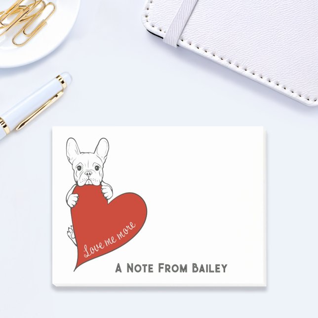 Personalisierter Niedlicher Bulldog mit einem Rote Post-it Klebezettel (Von Creator hochgeladen)