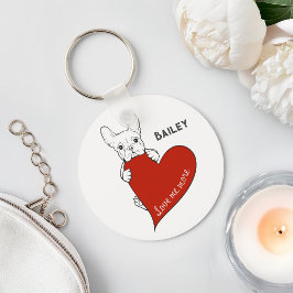 Personalisierter Niedlicher Bulldog mit einem Rote Schlüsselanhänger