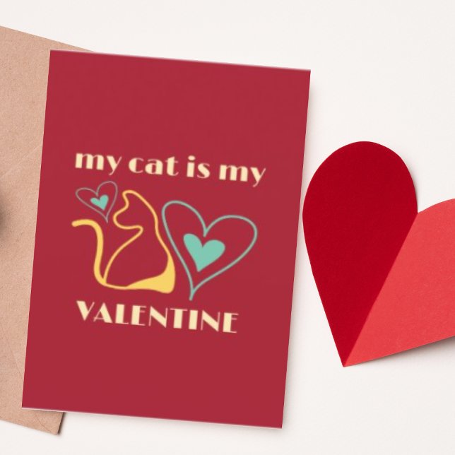 Personalisierter Niedlicher Cat Lover Valentinstag Feiertagskarte (Buy or Download Now!)