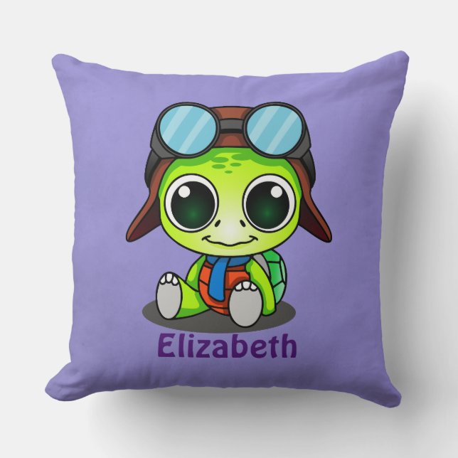 Personalisierter Niedlicher Chibi Turtle in Aviato Kissen (Vorderseite)
