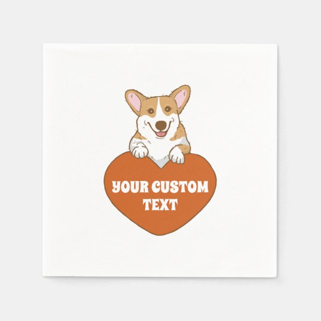 Personalisierter Niedlicher Corgi Welpenhund Serviette (Vorderseite)