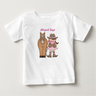 Personalisierter Niedlicher Cowgirl und Horse Baby T-shirt