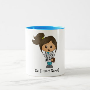 Personalisierter niedlicher Doktor Brunette Zweifarbige Tasse