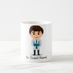 Personalisierter niedlicher Doktor, brünetter Man Tasse