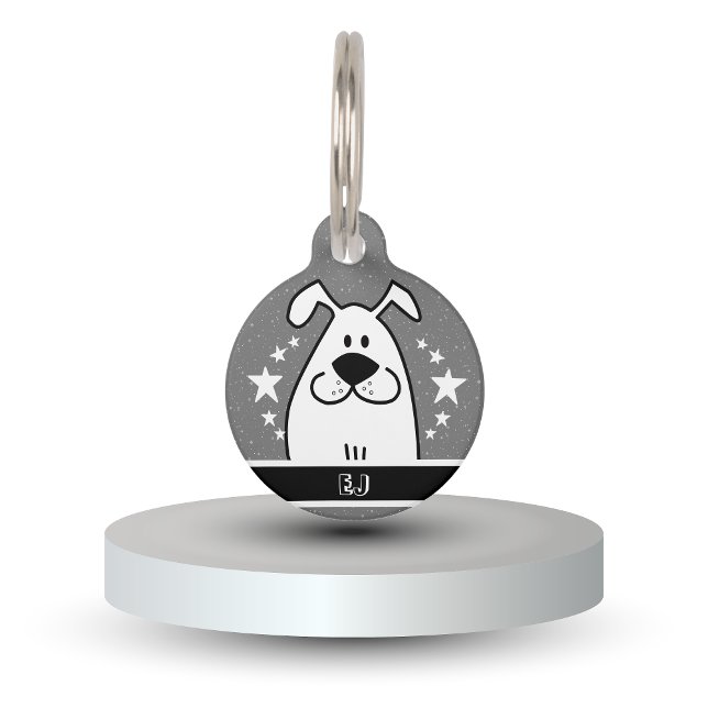 Personalisierter Niedlicher Doodle-Design mit QR-C Haustiermarke (Personalized Cute Dog Doodle Design with QR code Pet ID Tag)