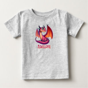 Personalisierter Niedlicher Drache lila/Rot-Cartoo Baby T-shirt