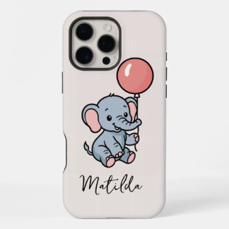 Personalisierter niedlicher Elefant mit Luftballon iPhone 16 Pro Max Hülle