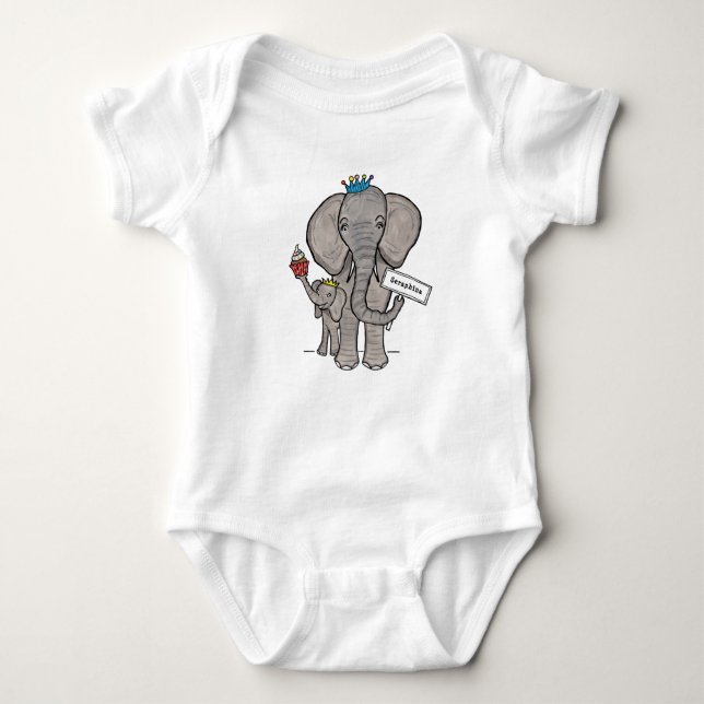 Personalisierter Niedlicher Elefant und Baby Baby Strampler (Vorderseite)