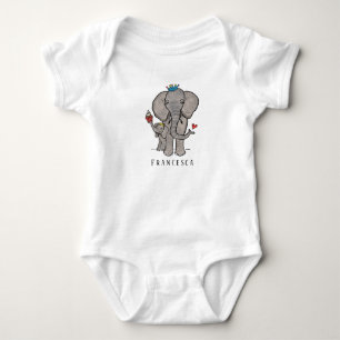 Personalisierter Niedlicher Elefant und Baby Strampler