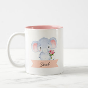 Personalisierter niedlicher Elefant Zweifarbige Tasse