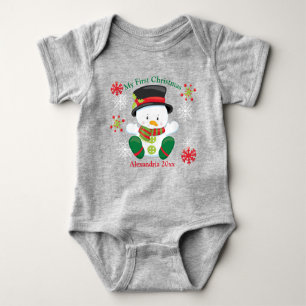 Personalisierter Niedlicher Erster Weihnachtsschne Baby Strampler