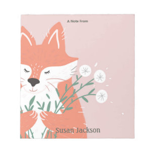 Personalisierter Niedlicher Fox mit Blume Notizblock