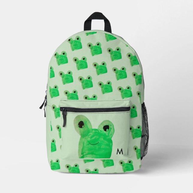 Personalisierter Niedlicher Frosch Bedruckter Rucksack (Vorderseite)