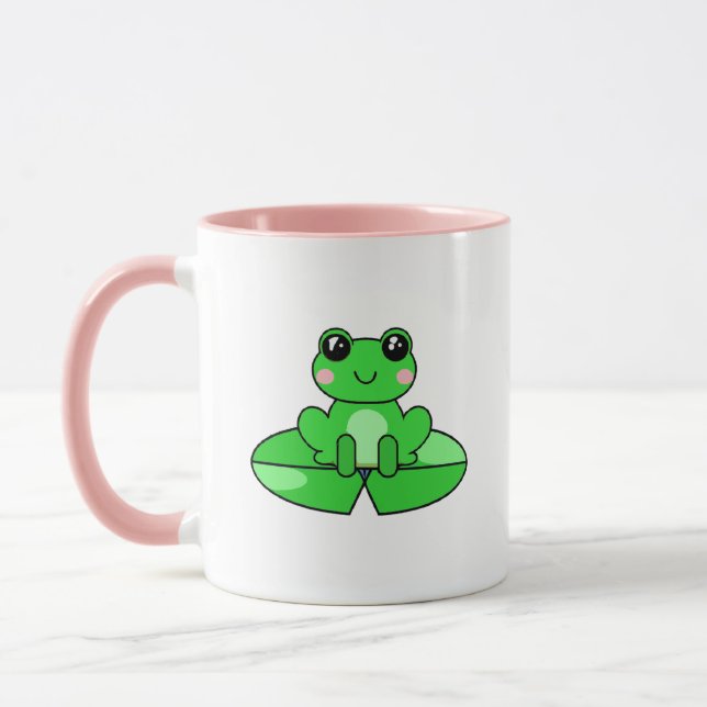 Personalisierter Niedlicher Frosch | Name im Herze Tasse (Links)