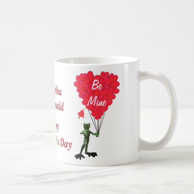 Personalisierter niedlicher Frosch Valentinstag Tasse (Rechts)