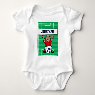 Personalisierter niedlicher Fußballteddy-Bär (ro Baby Strampler